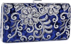 img 4 attached to Tanpell Women'S Retro Velvet Clutch Bag With Gold Embroidery And Shining Sequins