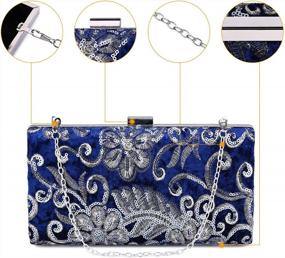 img 1 attached to Tanpell Women'S Retro Velvet Clutch Bag With Gold Embroidery And Shining Sequins