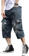 men's distressed capri cargo shorts with a loose-fit and hip hop style by idopy logo