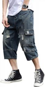 img 4 attached to Men'S Distressed Capri Cargo Shorts With A Loose-Fit And Hip Hop Style By Idopy