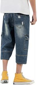img 2 attached to Men'S Distressed Capri Cargo Shorts With A Loose-Fit And Hip Hop Style By Idopy