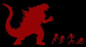 img 1 attached to Godzilla Chasing A Stick Family VINYL Car Decal Graphic Grunge Art Wall Sticker Car USA (Red