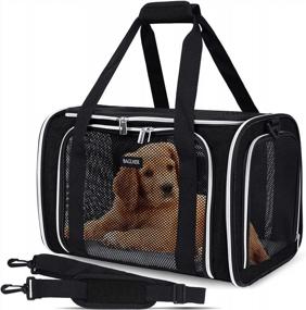 img 4 attached to Airline Approved Pet Carrier For Small Medium Cats Dogs Puppies, Soft Sided Collapsible Dog Cat Travel Baglher - Black