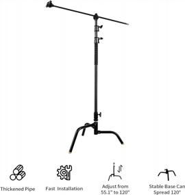 img 3 attached to Selens Heavy Duty C Stand With Boom Arm - 10Ft Max Height Photography Light Stand And 3.28Ft Holding Arm With Grip Heads For Studio Monolights, Softboxes, And Reflectors
