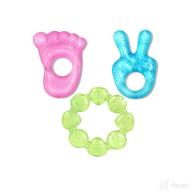 🌊 3-pack water teether: soothing teething toys for babies 0-6 months with cooling gums relief, bpa free - blue/pink/green frozen teething set логотип