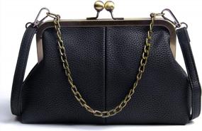 img 4 attached to Classical Kiss Lock Clutch Wallet For Women | Lanpet Shoulder Bag Purse With Chain Strap