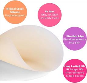 img 1 attached to Reusable Round Silicone Nipple Covers For Women - MIILYE Non-Adhesive Self-Adhesive Pasties