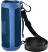 blue silicone cover for jbl flip 6 waterproof portable bluetooth speaker - soft gel skin rubber case with travel bag, shoulder strap, and carabiner for easy carrying and storage logo