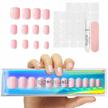 modelones short square press on nails kit – pink reusable fake nails with nail glue, adhesive tabs, and nail file for women, 12 sizes 36pcs logo