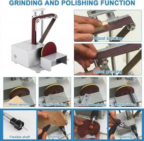 img 3 attached to Mini Electric Belt Sander 4 In 1 W/ 1"X21" Belt 4" Disc Sander And 4" Alloy Saw Blade For Crafts, 120W Small Wood Cutting Table Saw, DIY Cutting Grinding Drilling Polishing Craft Tool
