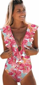 img 4 attached to V-Neck Ruffle One Piece Swimsuit For Women With Padded Monokini – SPORLIKE Bathing Suit