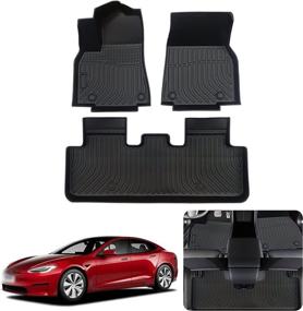 img 4 attached to Напольные коврики, изготовленные по индивидуальному заказу для Tesla Model Y 2021 года 2022 года Всепогодные коврики для ковриков спереди и усилителя