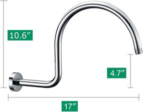 img 1 attached to Purelux Shower Arm Extension - High Arc 17 Inch Stainless Steel Water Outlet With Gasket Flange And Brushed Nickel Finish - PJ1612
