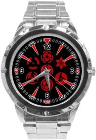 img 1 attached to 👁️ Naruto Sharingan Eyes Stainless Steel Band Analog Wrist Watch - Perfect Unisex Gift