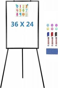 img 4 attached to Adjustable Magnetic Whiteboard Easel Stand, 36 X 24 Inches, Portable Dry Erase Board With Height Stand For Home, Office, School, And Classroom Teaching (Black)