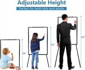 img 3 attached to Adjustable Magnetic Whiteboard Easel Stand, 36 X 24 Inches, Portable Dry Erase Board With Height Stand For Home, Office, School, And Classroom Teaching (Black)