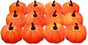 img 4 attached to Flameless LED Candles 12 Pack, Orange Pumpkin Tea Lights Battery Operated With Warm White Flickering Light For Halloween Christmas Thanksgiving Day Celebration Parties