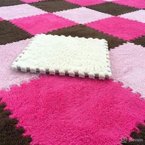 img 1 attached to 🧩 Cozylkx Puzzle Floor Mat for Kids Room: Plush Foam Mats, 16 Fluffy Carpet Tiles - Area Rugs for Baby Room and Nursery Decoration