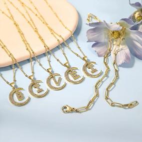 img 1 attached to Bivei 14-каратное позолоченное ожерелье в виде полумесяца с кубическим цирконием для женщин - идеальный изысканный подарок для ювелирных изделий