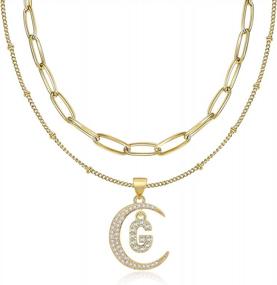 img 4 attached to Bivei 14K Gold Plated Crescent Moon Initial Necklace With Cubic Zirconia For Women - Perfect Dainty Jewelry Gift