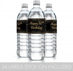 img 1 attached to 50Th Birthday Party Water Bottle Labels - Black And Gold Design - Set Of 24 Stickers For Personalization