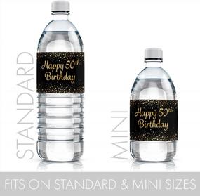 img 2 attached to Этикетки для бутылок с водой в честь 50-летия - черно-золотой дизайн - набор из 24 наклеек для персонализации