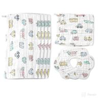 👶 multipurpose muslin burp cloths bibs set: adjustable baby bandana drool bibs for drooling baby - 8 pack logo