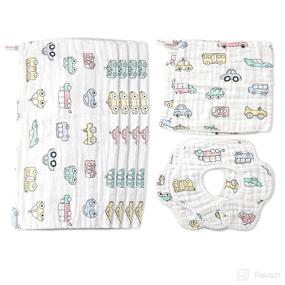 img 4 attached to 👶 Multipurpose Muslin Burp Cloths Bibs Set: Adjustable Baby Bandana Drool Bibs for Drooling Baby - 8 Pack