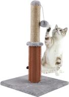 🐱 premium cat scratching post - rlihunix indoor sisal rope scratching post with soft hanging ball and grooming massager brush - suitable for all breeds and sizes - light gray logo