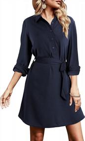 img 4 attached to Women'S Long Sleeve Button Up Work Dress With Pockets | Amoretu