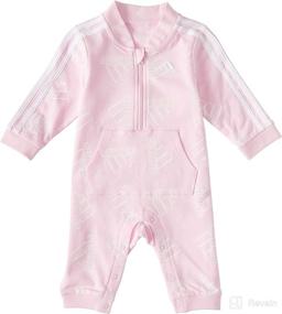 img 1 attached to 💕 Adorable and Comfy: adidas Baby Girls' Long Sleeve Zip Front Printed French Terry Coveralls