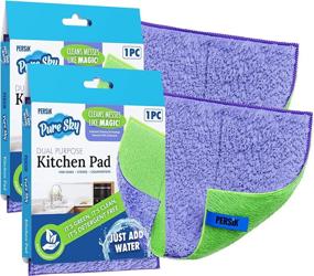 img 4 attached to Pure-Sky Ultra Microfiber Cooktop and Countertop Cleaning Scrubbing Pads: Detergent-Free Solution for Various Surfaces - Pack of 2