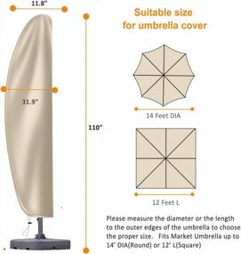 img 3 attached to Сверхмощный водонепроницаемый чехол для патио для консольных зонтов от 9 футов до 14 футов - изготовлен из ткани Оксфорд 420D с застежкой-молнией
