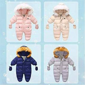 img 1 attached to ❄️ Pudcoco Winter Snowsuit Coat Romper Jumpsuit Outfits with Zipper Down and Gloves for Toddler Baby Girls Boys