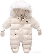 ❄️ pudcoco winter snowsuit coat romper jumpsuit outfits with zipper down and gloves for toddler baby girls boys logo