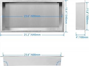 img 1 attached to Ниша в душевой кабине из нержавеющей стали Neodrain, вставная полка для хранения, внутренний размер 60 см X 30 см, размер установки 24 "X12", полка для ванной из нержавеющей стали, утопленная плитка не требуется, матовая