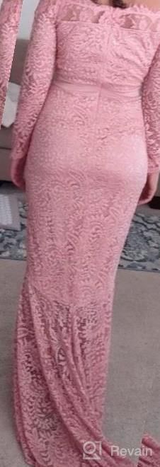 img 1 attached to LALAGEN Women'S Floral Lace Long Sleeve Off Shoulder Wedding Mermaid Dress review by Monica Hall