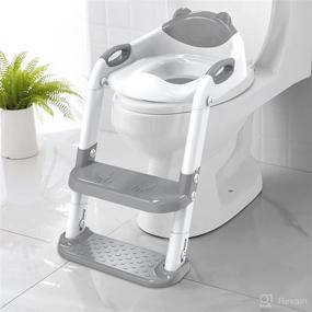 img 4 attached to 🚽 SKYROKU Potty Training Seat with Step Stool Ladder: Safe and Comfortable Potty Seat for Kids and Toddler Boys Girls, Grey