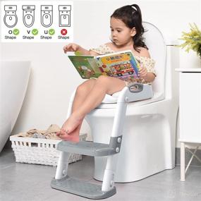 img 2 attached to 🚽 SKYROKU Potty Training Seat with Step Stool Ladder: Safe and Comfortable Potty Seat for Kids and Toddler Boys Girls, Grey
