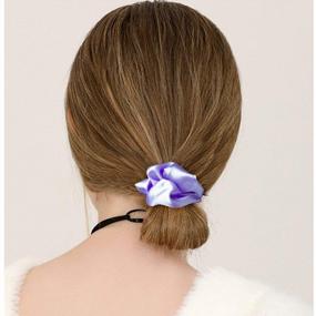 img 1 attached to 12-Piece Satin Hair Scrunchies Elastic Bobbles Ponytail Holder Ties - Purple Lovers