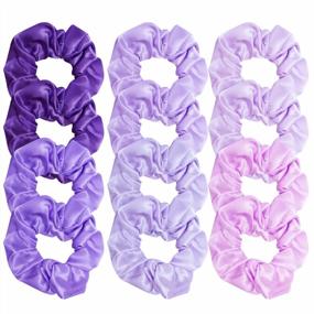 img 4 attached to 12-Piece Satin Hair Scrunchies Elastic Bobbles Ponytail Holder Ties - Purple Lovers