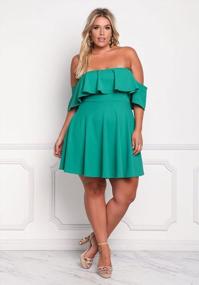 img 1 attached to Plus Size Off Shoulder Strapless Ruffle Swing Dress By ROSIANNA Women'S