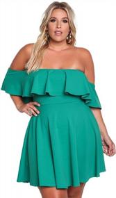 img 4 attached to Plus Size Off Shoulder Strapless Ruffle Swing Dress By ROSIANNA Women'S