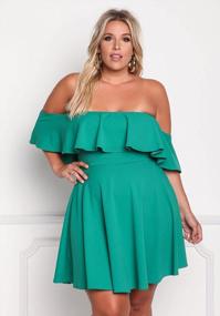 img 2 attached to Plus Size Off Shoulder Strapless Ruffle Swing Dress By ROSIANNA Women'S