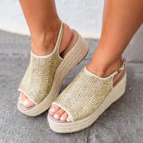 img 3 attached to Women'S Blivener Beige Espadrille Wedge Sandals Summer Peep Toe Slingback Platform Shoes Size 39