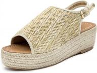 women's blivener beige espadrille wedge sandals summer peep toe slingback platform shoes size 39 logo