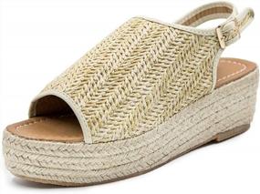 img 4 attached to Women'S Blivener Beige Espadrille Wedge Sandals Summer Peep Toe Slingback Platform Shoes Size 39