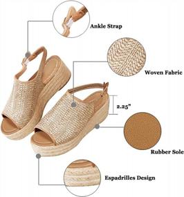 img 2 attached to Women'S Blivener Beige Espadrille Wedge Sandals Summer Peep Toe Slingback Platform Shoes Size 39