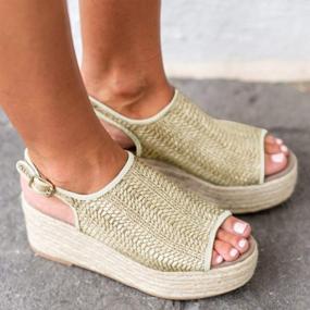 img 1 attached to Women'S Blivener Beige Espadrille Wedge Sandals Summer Peep Toe Slingback Platform Shoes Size 39