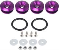 🔧 ouhl universal jdm quick release fasteners kit: purple aluminum car bumper fender washers - front rear bumpers, trunk hatch lids (4pcs) logo